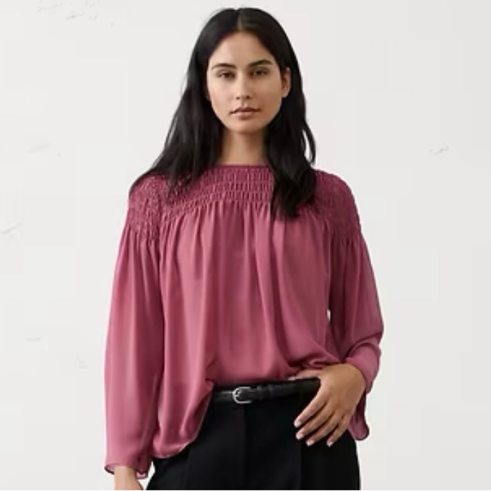 Banana Republic Mauve Smocked Blouse